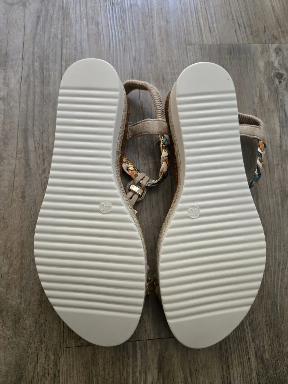 Braided Multicolor T-Strap Sandals - Women's Neutral Base